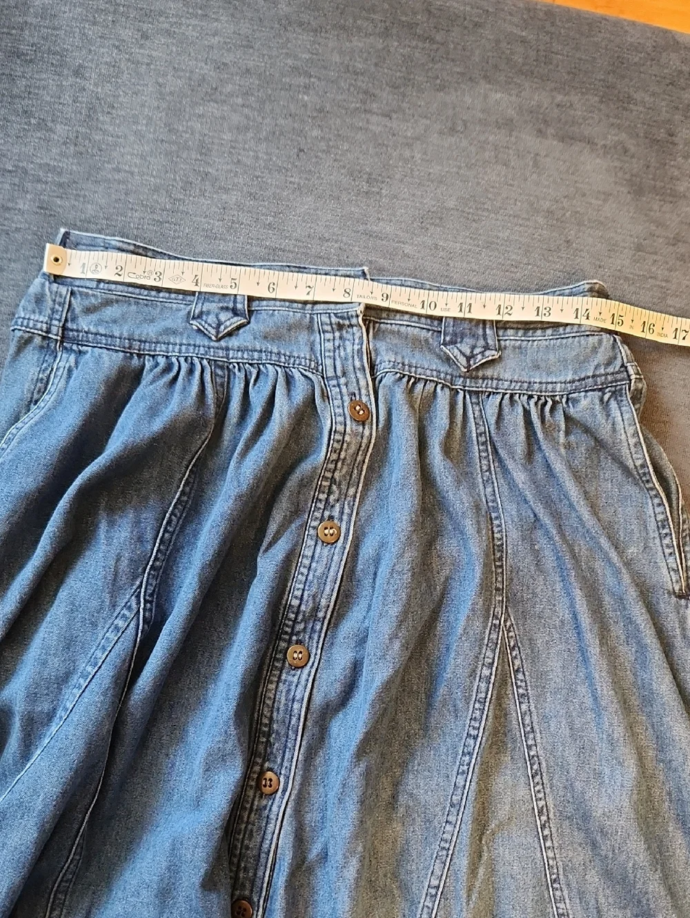 Chaus Sport Vintage Classic Button-Front Denim Skirt - Blue Midi/Maxi Size 8